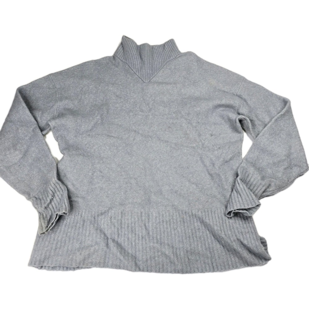 Everlane Wool Blend Funnel Neck Sweater Gray Womens Size S Ribbed Knit Yak‎ Hair